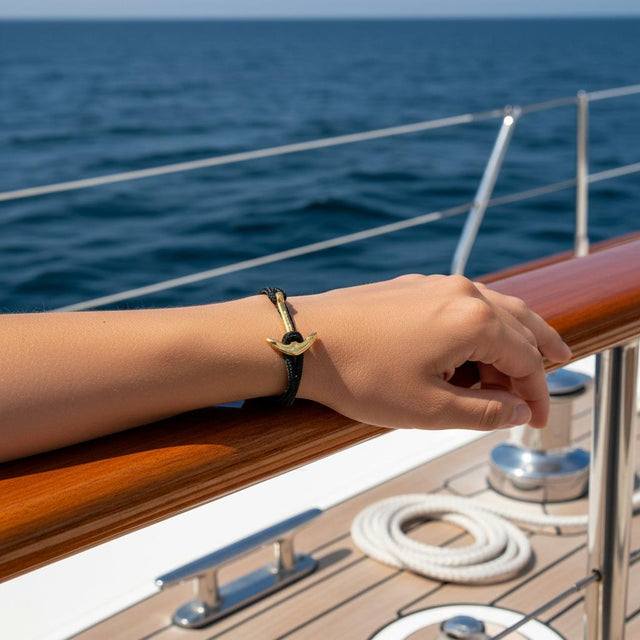 YACHT CREW medium anchor bracelet black