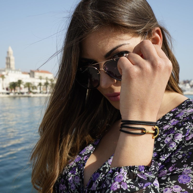 YACHT CREW medium anchor bracelet black