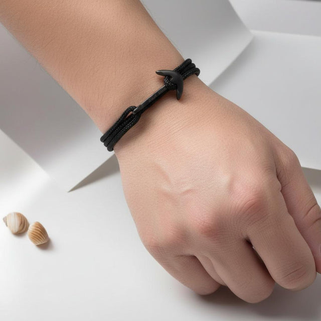 YACHT CREW medium anchor bracelet black