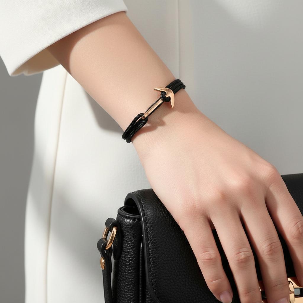 YACHT CREW medium anchor bracelet black