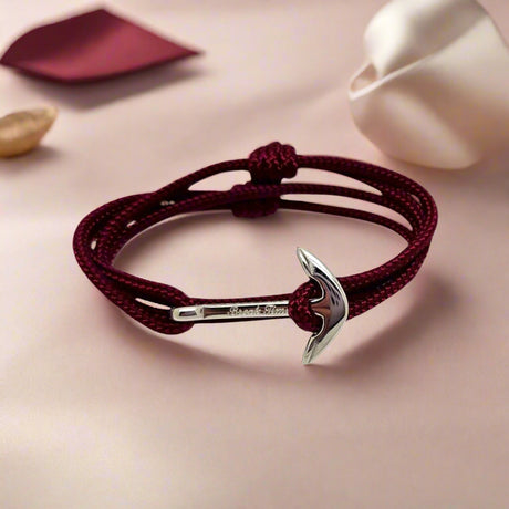 YACHT CREW medium anchor bracelet burgundy