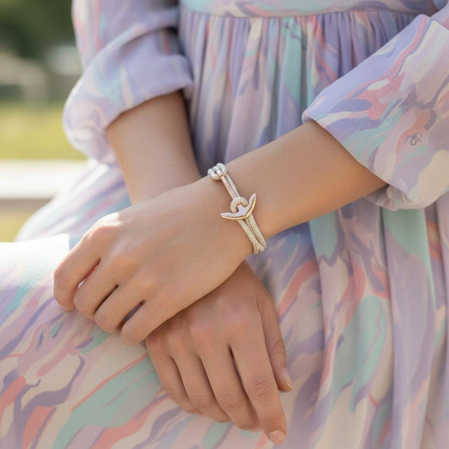 YACHT CREW medium anchor bracelet cream