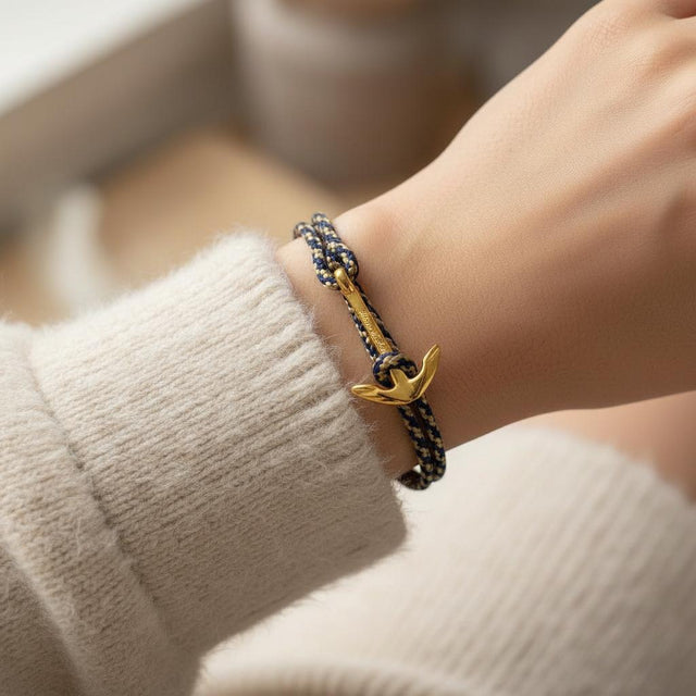 YACHT CREW medium anchor bracelet navy blue gold