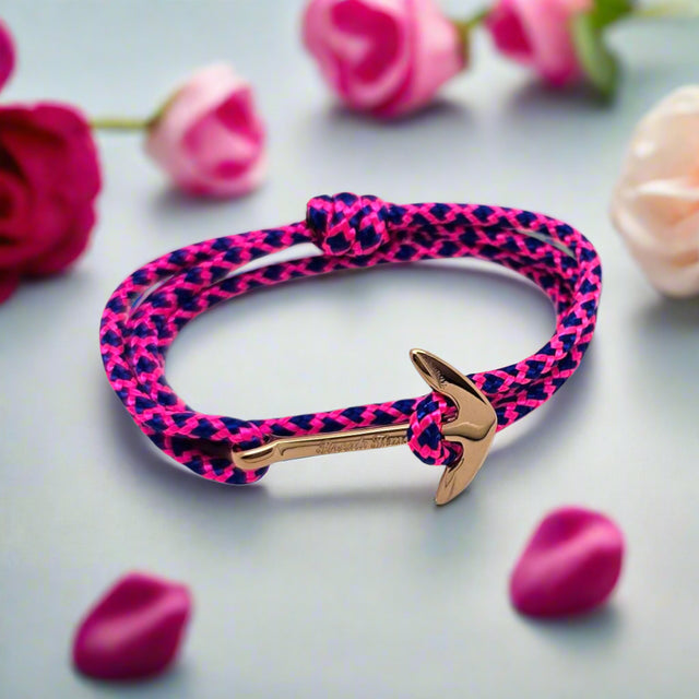 YACHT CREW medium anchor bracelet neon pink