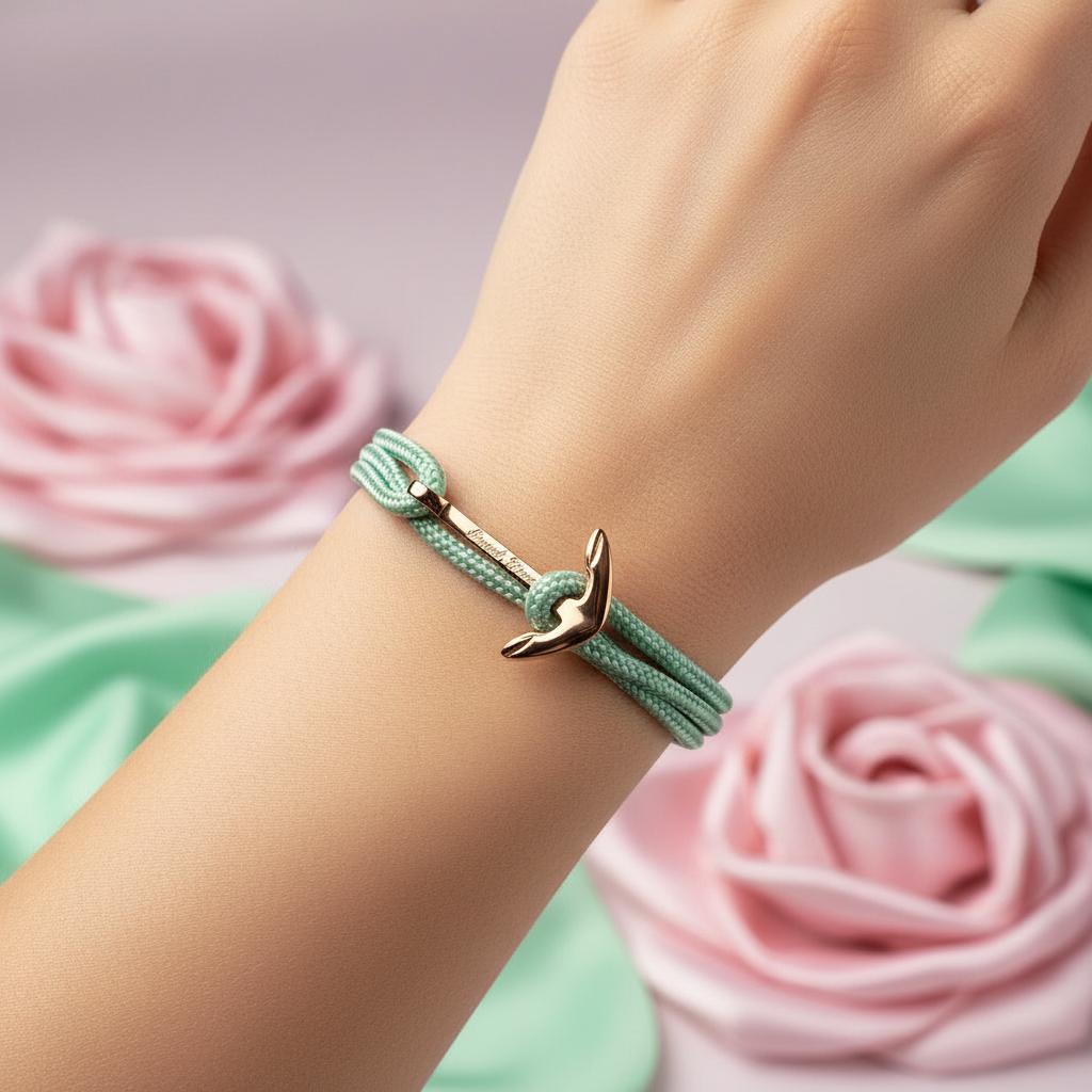 YACHT CREW medium anchor bracelet pastel green