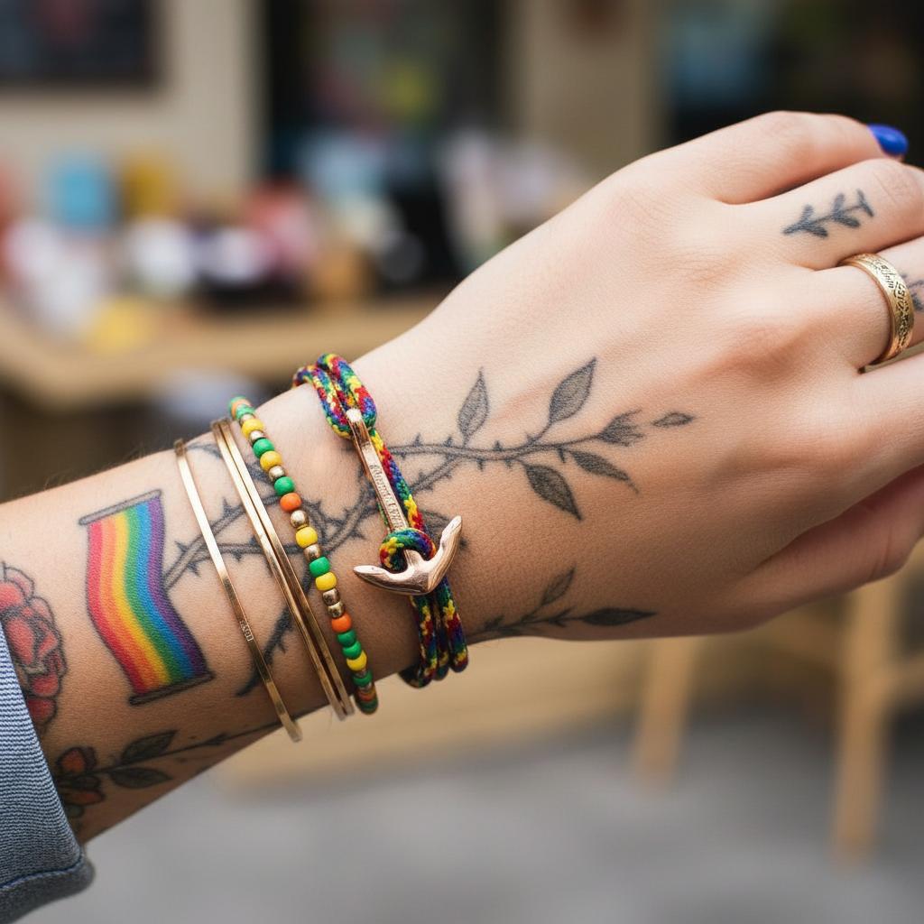 YACHT CREW medium anchor bracelet rainbow