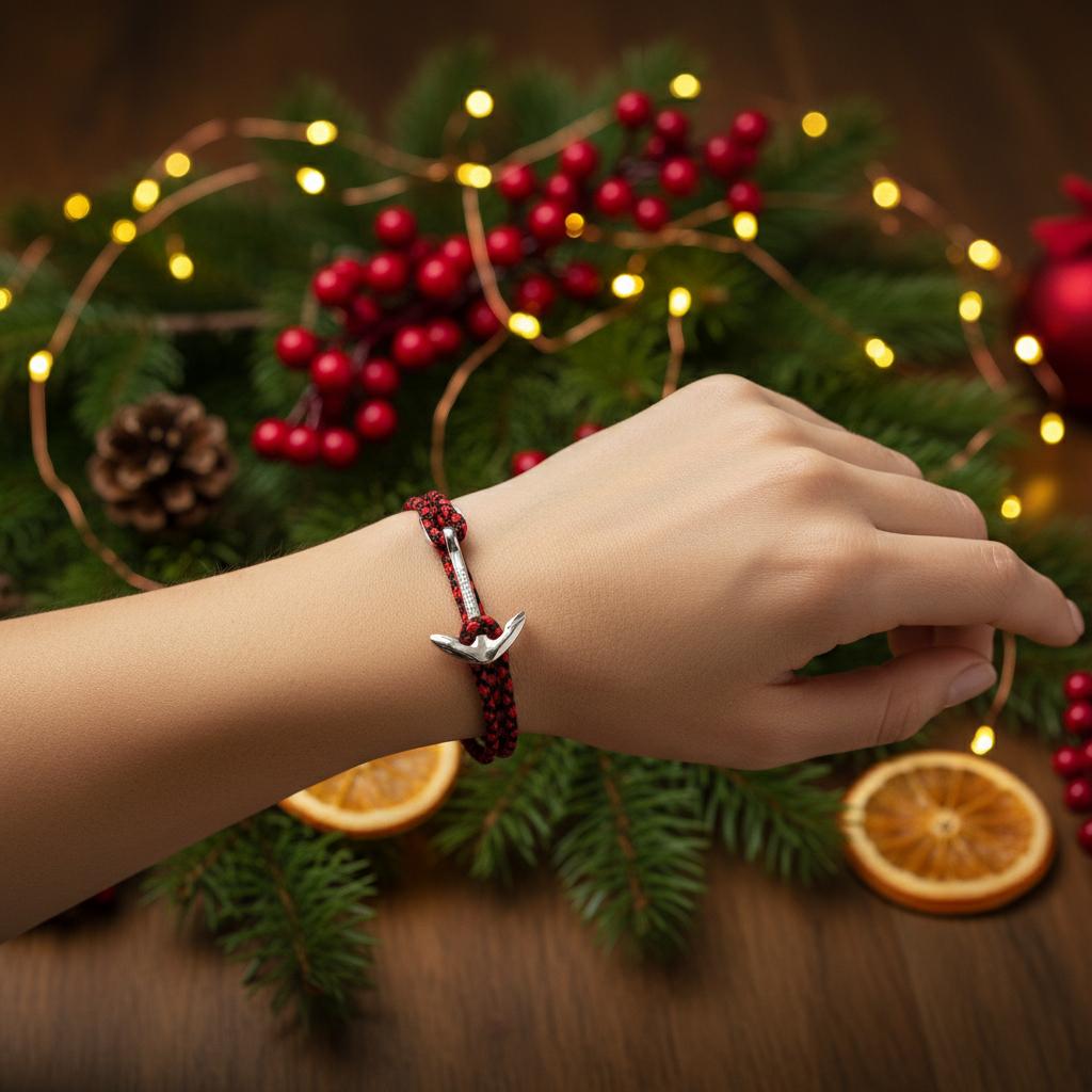 YACHT CREW medium anchor bracelet red black