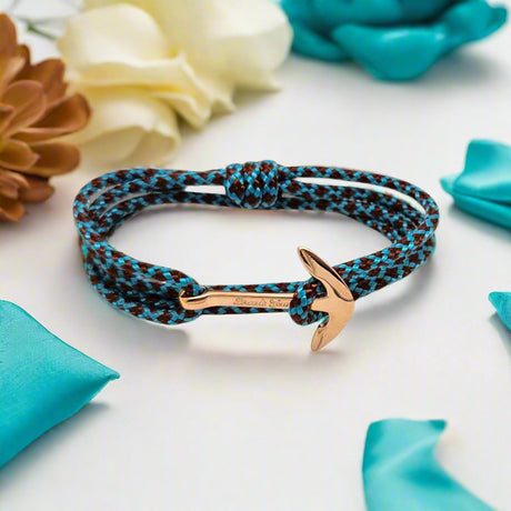 YACHT CREW medium anchor bracelet turquoise brown