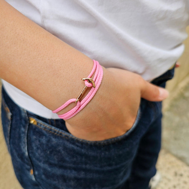 YACHT CREW mini anchor bracelet baby pink