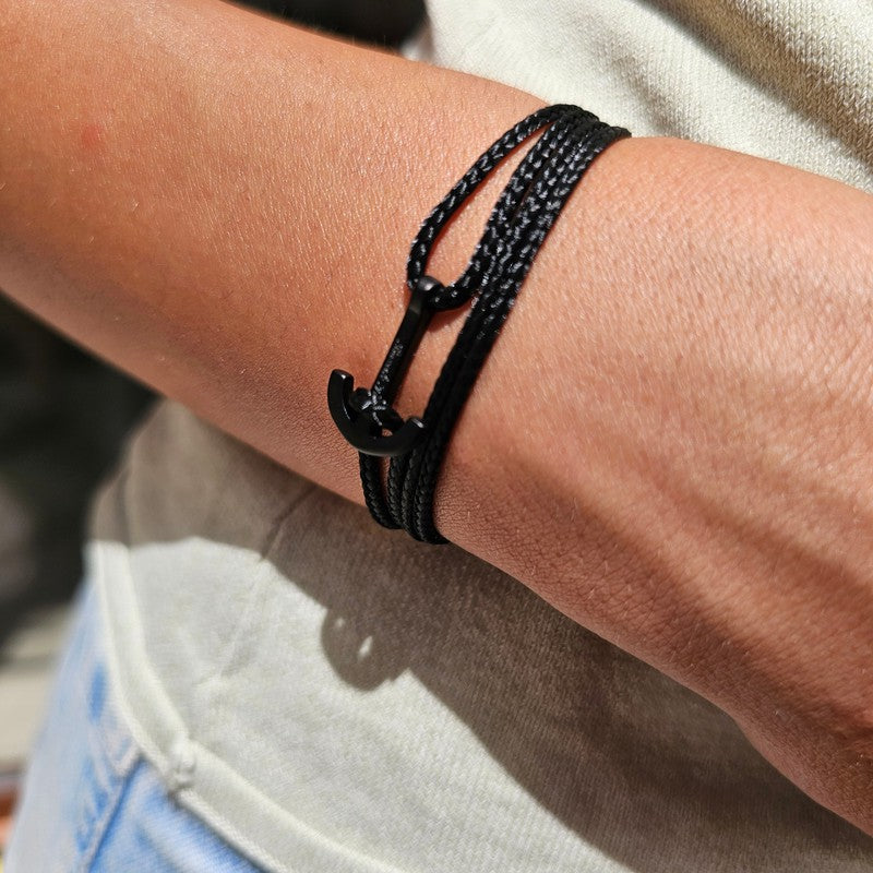 YACHT CREW mini anchor bracelet black