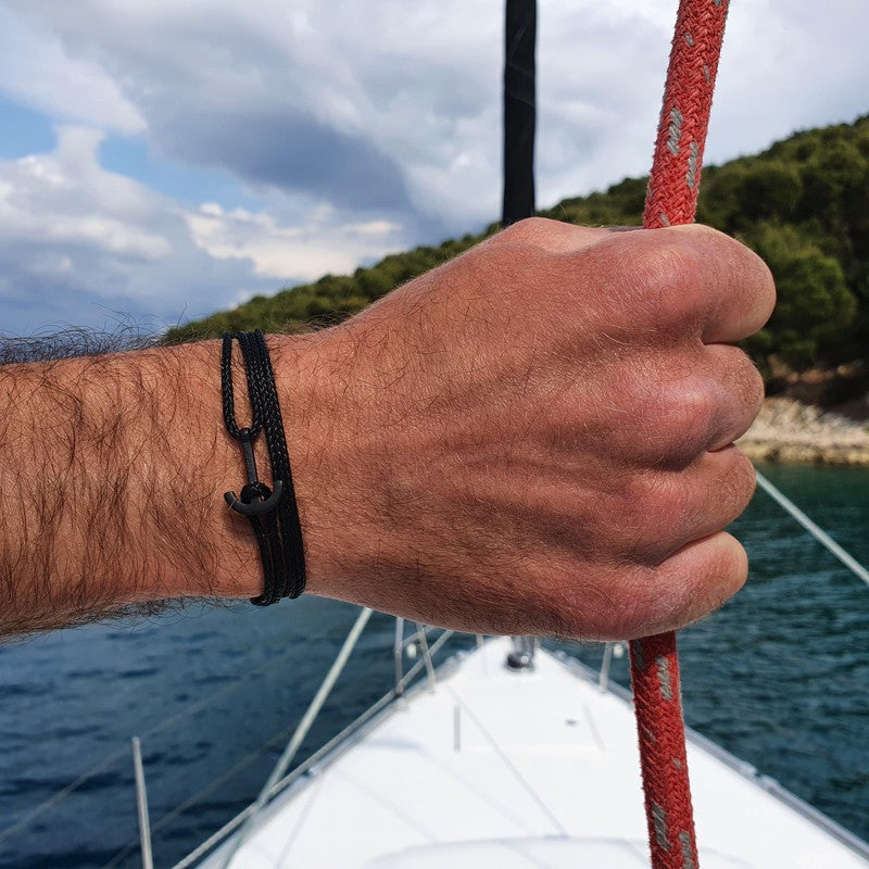 YACHT CREW mini anchor bracelet black