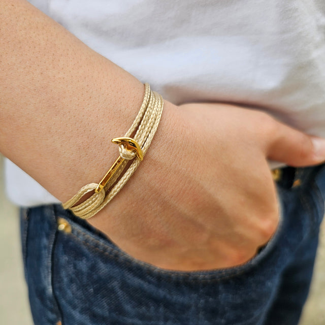 YACHT CREW mini anchor bracelet light brown