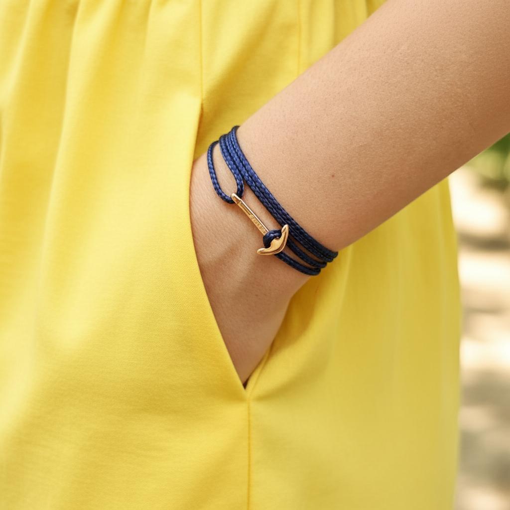YACHT CREW mini anchor bracelet navy blue