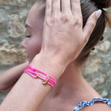 YACHT CREW mini anchor bracelet neon pink