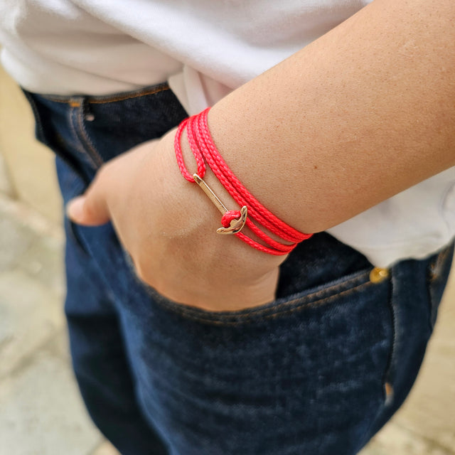 YACHT CREW mini anchor bracelet red