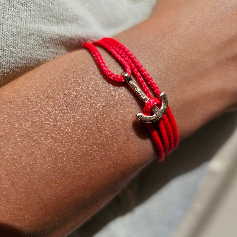 YACHT CREW mini anchor bracelet red