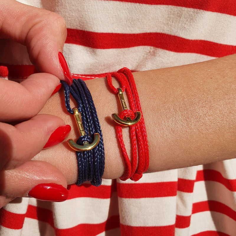 YACHT CREW mini anchor bracelet red