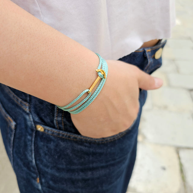 YACHT CREW mini anchor bracelet sea green