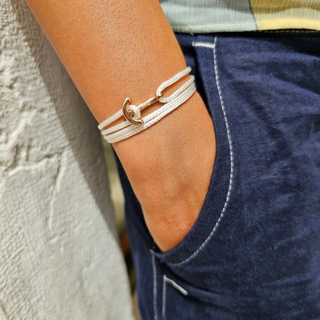 YACHT CREW mini anchor bracelet white