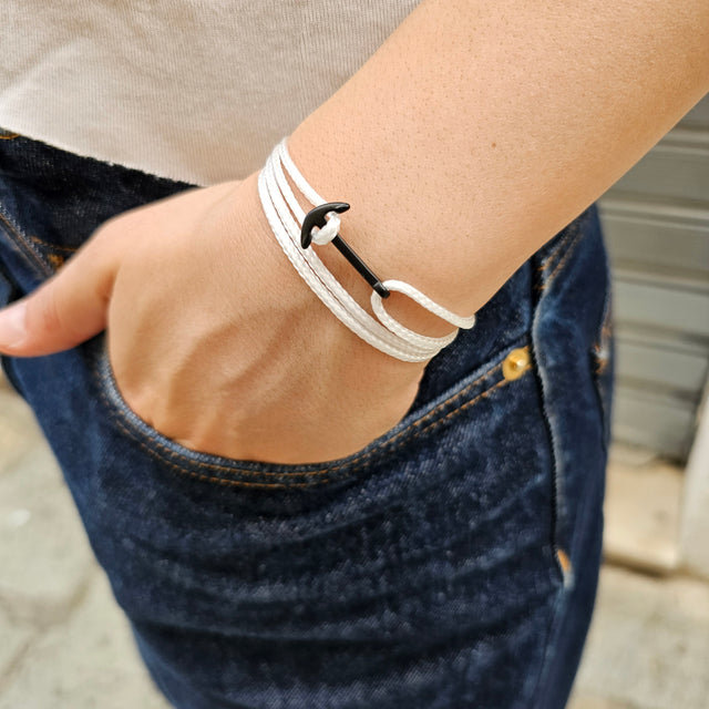 YACHT CREW mini anchor bracelet white