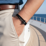 YACHT CREW mittelgroßes Ankerarmband schwarz