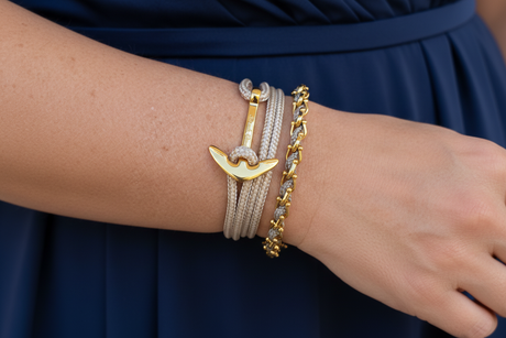 YACHT CREW medium anchor bracelet cafe au lait