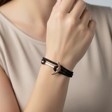 YACHT CREW mittelgroßes Ankerarmband schwarz