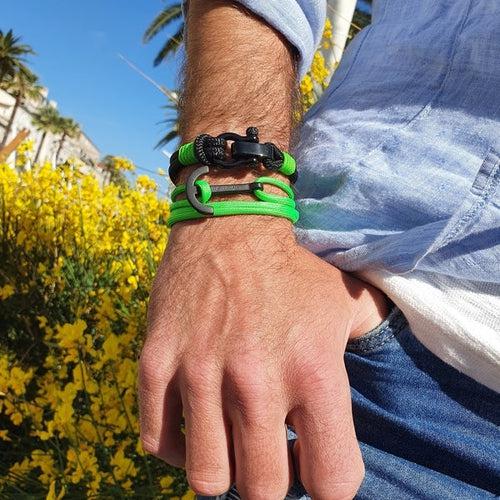 CAPTAIN Neon Green black shackle bracelet (CPT08)
