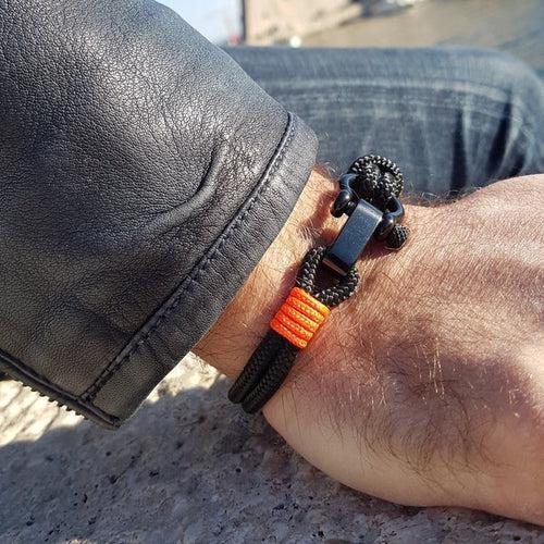 CAPTAIN Neon Orange black shackle bracelet (CPT09)