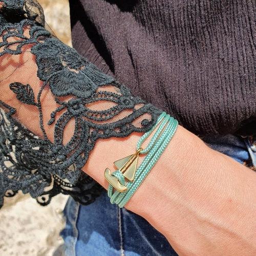 SAILOR bleu vert mini (2cm) boat bracelet (SMN029)