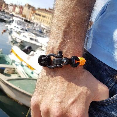 SEAMAN black orange nautical bracelet for men (SMAN018)