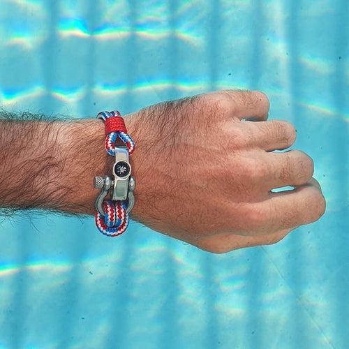 SEAMAN mix red blue nautical bracelet for men (SMAN023)