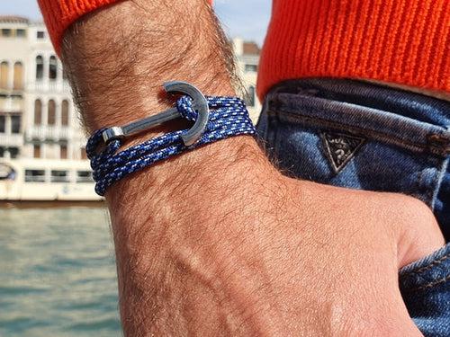 YACHT CLUB blue camo big anchor bracelet (YCB11)