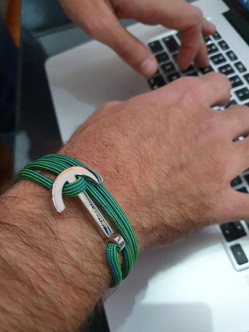 YACHT CLUB green lines big anchor bracelet (YCB30)